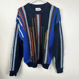Vintage Bagazio Sweater Unisex Multicolor Rainbow Knit 90s Y2K 3D Grandpa